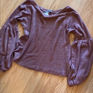Anthro Mauve Balloon Sleeve Sweater